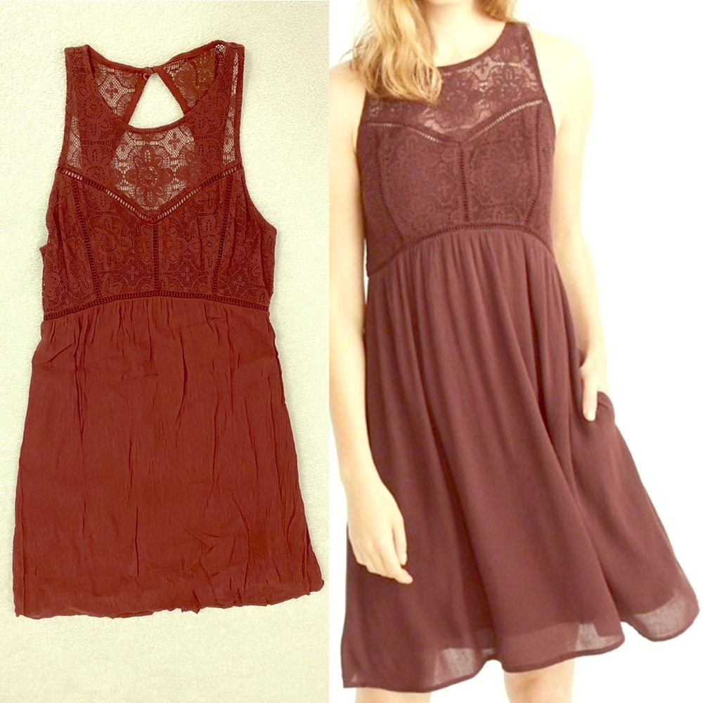 Abercrombie & Fitch Sleeveless Dress in Burgundy